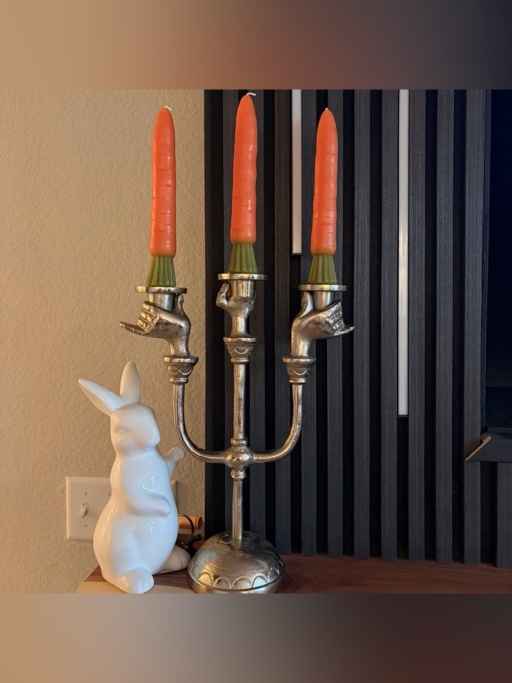 6pk Carrot Taper Candle Set / 2 sets of 3 Taper Candleholders - Picture 4 of 14
